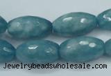 CEQ76 15.5 inches 13*23mm faceted rice blue sponge quartz beads