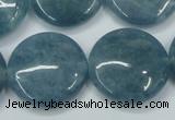 CEQ98 15.5 inches 25mm flat round blue sponge quartz beads