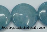 CEQ99 15.5 inches 30mm flat round blue sponge quartz beads