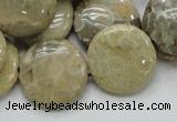 CFA08 15.5 inches 20mm flat round chrysanthemum agate gemstone beads