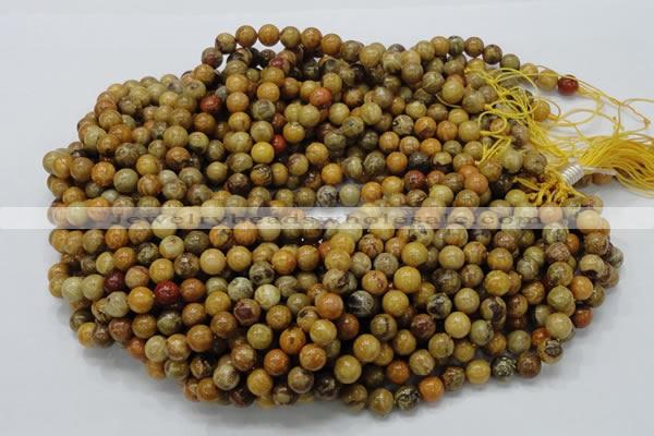 CFA32 15.5 inches 8mm round yellow chrysanthemum agate beads