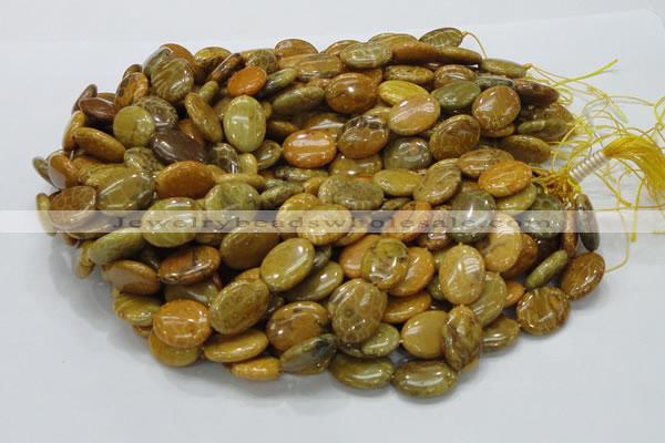 CFA47 15.5 inches 15*20mm oval yellow chrysanthemum agate beads