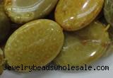 CFA49 15.5 inches 22*30mm oval yellow chrysanthemum agate beads