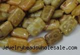 CFA51 15.5 inches 8*12mm rectangle yellow chrysanthemum agate beads