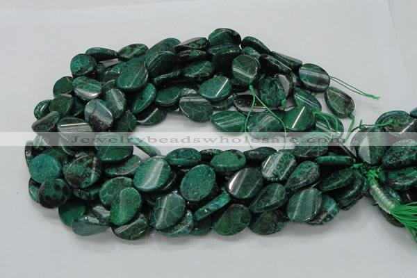 CFA72 15.5 inches 15*20mm twisted oval green chrysanthemum agate beads