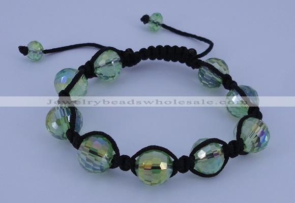 CFB523 12mm faceted round crystal beads adjustable bracelet wholesale