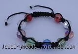 CFB529 12mm faceted round crystal beads adjustable bracelet wholesale