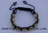 CFB555 10mm round rhinestone with hematite beads adjustable bracelet