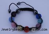 CFB567 12mm round rhinestone with hematite beads adjustable bracelet