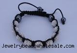 CFB570 10mm round rhinestone with hematite beads adjustable bracelet