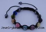 CFB571 10mm round rhinestone with hematite beads adjustable bracelet