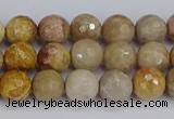 CFC229 15.5 inches 6mm faceted round fossil coral beads