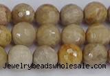 CFC230 15.5 inches 8mm faceted round fossil coral beads