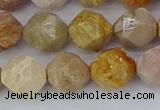 CFC239 15.5 inches 12mm faceted nuggets fossil coral beads