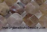 CFC303 15.5 inches 12mm faceted nuggets coral jade beads