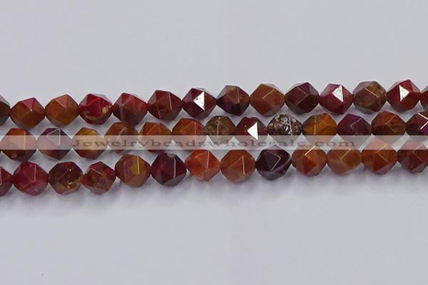 CFC309 15.5 inches 12mm faceted nuggets dyed coral jade beads