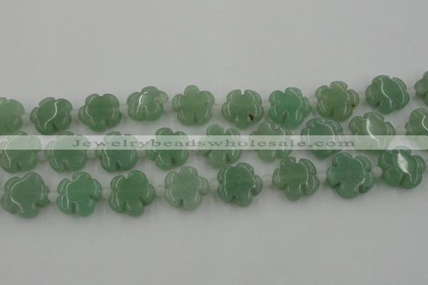 CFG1022 15.5 inches 16mm carved flower green aventurine beads