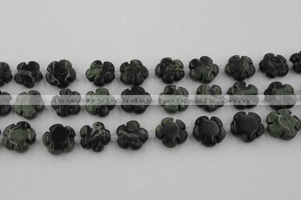 CFG1027 15.5 inches 16mm carved flower kambaba jasper beads