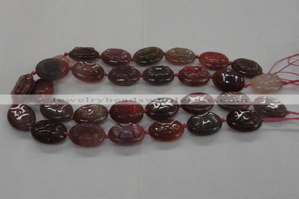 CFG1131 15.5 inches 18*25mm carved oval agate gemstone beads