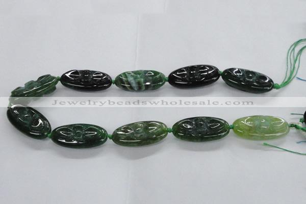 CFG1137 15.5 inches 20*40mm carved oval agate gemstone beads