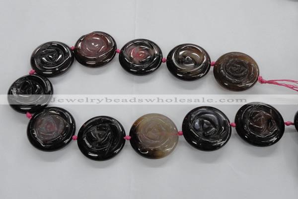 CFG1150 15.5 inches 35mm carved flower agate gemstone beads