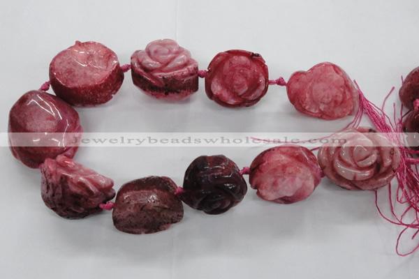 CFG1171 15.5 inches 35mm carved flower plated agate gemstone beads