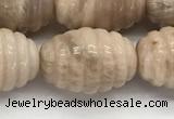 CFG1506 15.5 inches 15*20mm carved rice moonstone beads