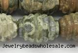 CFG1509 15.5 inches 15*20mm carved rice rhyolite gemstone beads