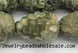 CFG1520 15.5 inches 15*20mm carved teardrop rhyolite gemstone beads