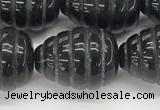 CFG1521 15.5 inches 15*20mm carved teardrop black agate beads