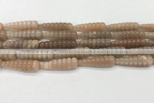 CFG1529 15.5 inches 10*35mm carved teardrop moonstone beads