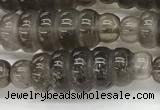 CFG1540 15.5 inches 10*30mm carved rice smoky quartz beads