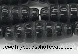 CFG1545 15.5 inches 10*30mm carved rice black agate beads