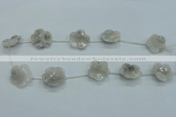 CFG16 15.5 inches 24mm carved flower natural crazy lace agate beads