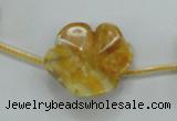 CFG17 15.5 inches 24mm carved flower yellow crazy lace agate beads