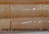 CFG212 15.5 inches 14*31mm carved column pink aventurine jade beads