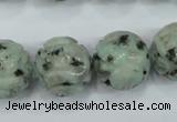 CFG214 15.5 inches 18mm carved round sesame jasper beads