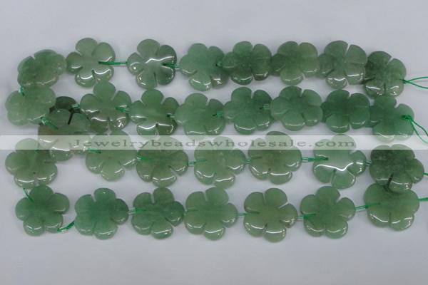 CFG218 15.5 inches 24mm carved flower green aventurine beads