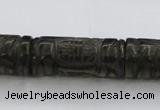 CFG223 15.5 inches 14*31mm carved column smoky quartz beads