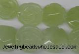 CFG234 15.5 inches 18mm carved flower New jade gemstone beads