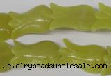 CFG240 15.5 inches 15*25mm carved flower olive jade gemstone beads