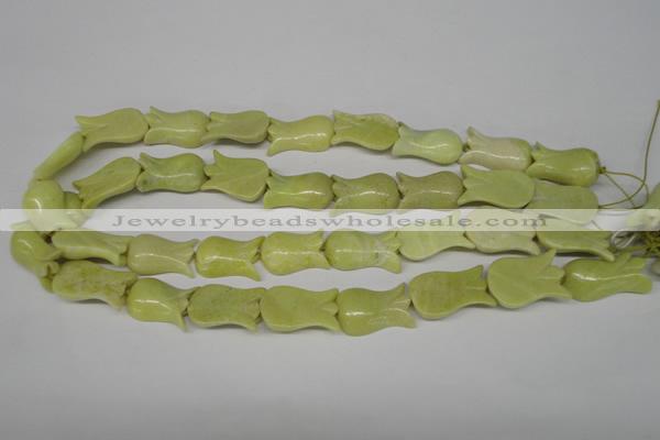 CFG241 15.5 inches 15*25mm carved flower lemon jade gemstone beads