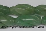 CFG252 15.5 inches 15*30mm carved rice green aventurine beads