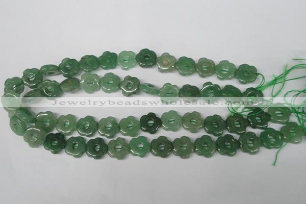 CFG255 15.5 inches 15mm carved flower green aventurine beads