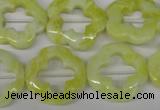 CFG257 15.5 inches 20mm carved flower lemon jade gemstone beads