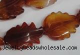 CFG279 15.5 inches 16*24mm carved leaf red agate beads