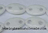 CFG298 15.5 inches 15*25mm carved oval white stone beads