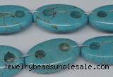 CFG299 15.5 inches 16*26mm carved oval turquoise beads