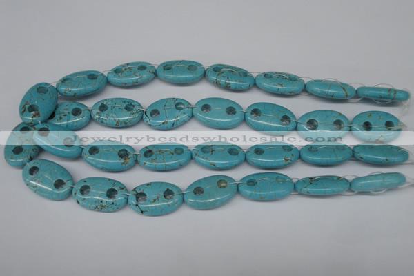 CFG299 15.5 inches 16*26mm carved oval turquoise beads