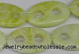 CFG308 15.5 inches 20*30mm carved oval lemon jade gemstone beads